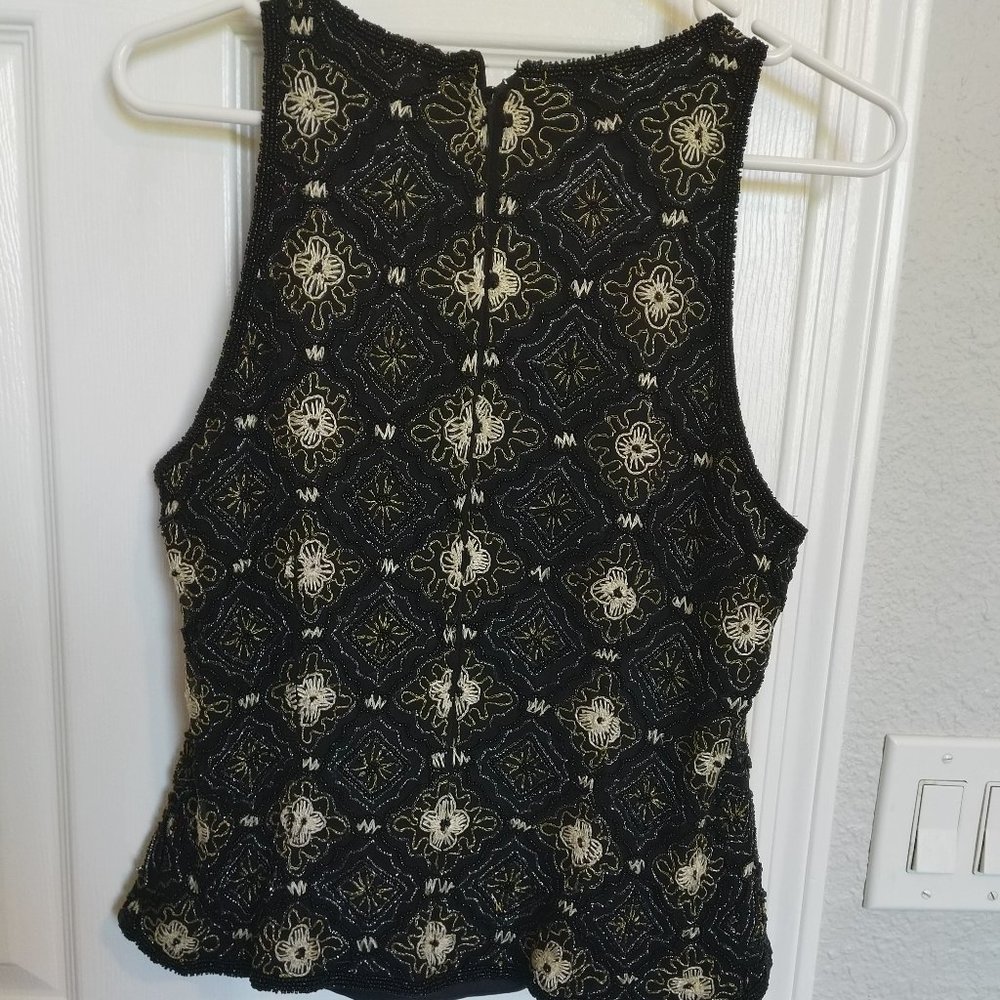 EXQUISITE! | Vintage SILK BEADED TOP | 8 / 10 | EVC | Papell Boutique - Picture 2 of 7